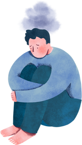 Man Hugging Knees Anxious